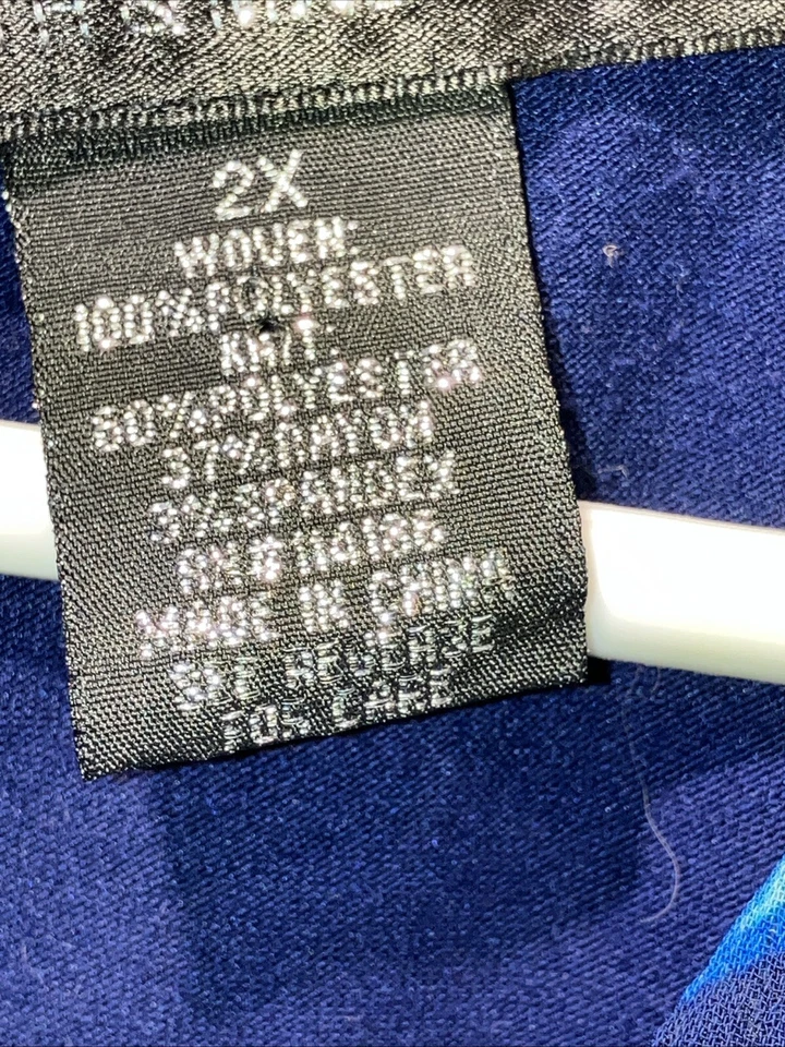 89th & Madison Flowy Lined Tank Top  Women's 2X Blue Watercolor Floral Feminine - Image 4 of 4