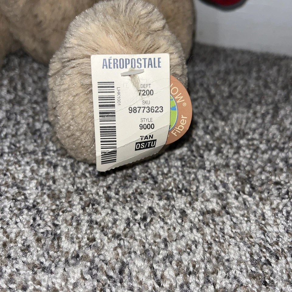 Oso de peluche marrón Aeropostale de peluche con capucha roja con cremallera "Aero 87" 2010 nuevo con etiquetas Foto 2 de 3
