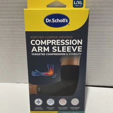 Dr. Scholl's Knitted Copper-Infused Compression Arm Sleeve Medium Support L/XL