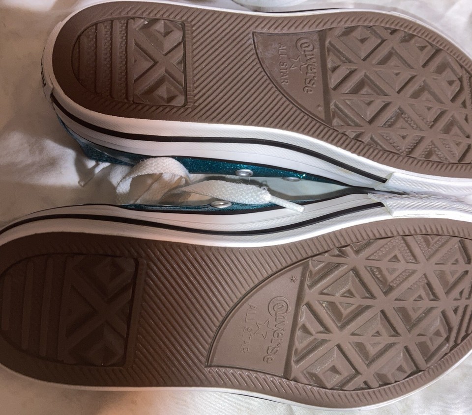 Converse Shoes Youth 2 Chuck Taylor All Star Sneakers Teal Glitter Low
