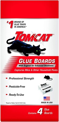 Tomcat Glue Boards with Immediate Grip Glue, Ready-To-Use, 4 Traps Free Shipping