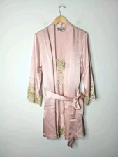 Julianna Rae Serenade Silk Chemise M + Moonlight Serenade Robe S/M Pink Lace