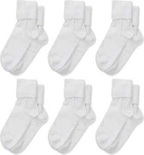 Jefferies Socks White 6-Pk Seamless Cuff Socks Toddler Girl Size US 3-7 L112315