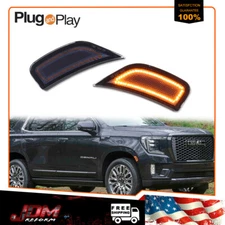 Smoked Amber LED Side Marker Lights For 21-23 GMC Yukon XL Chevy Tahoe Cadillac