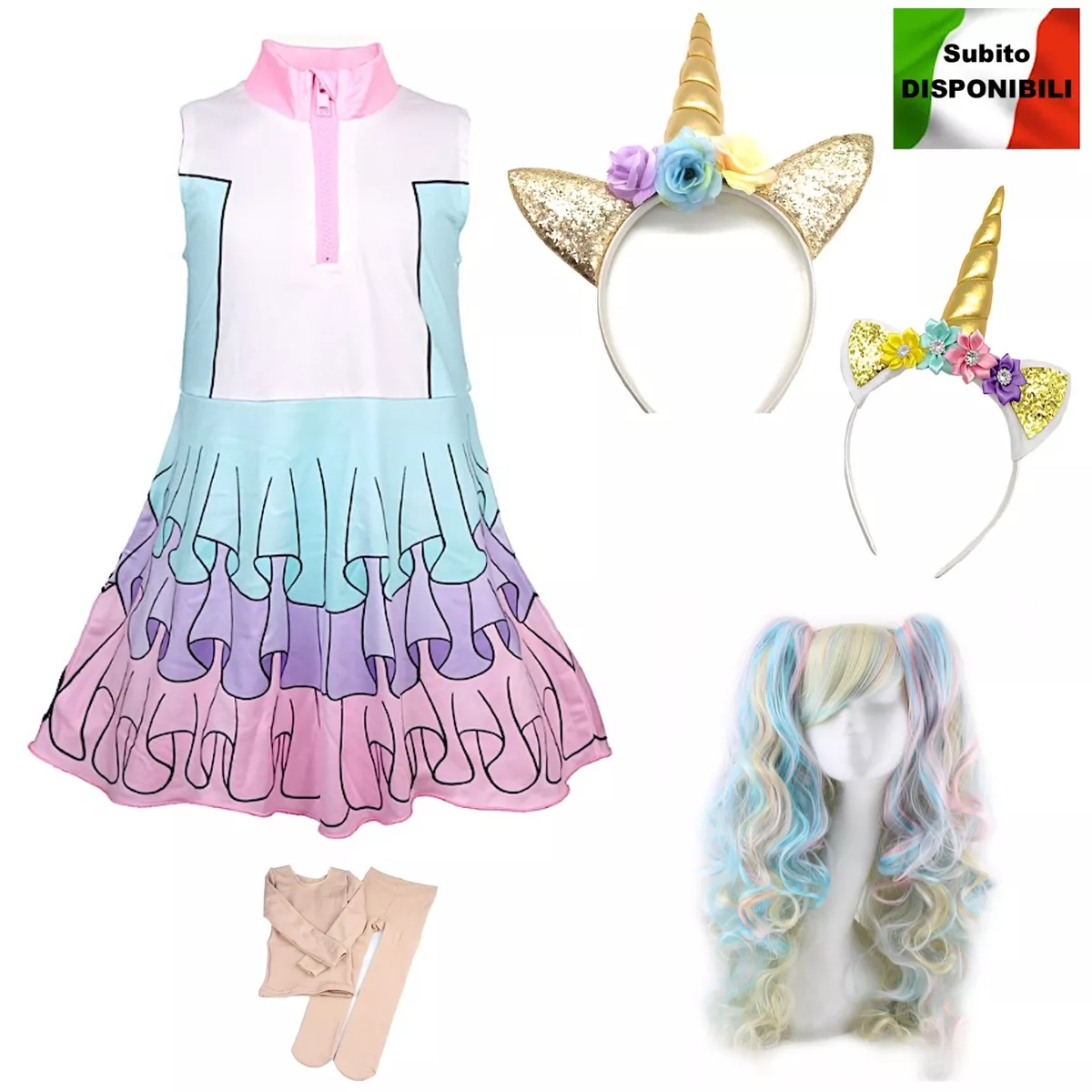 Simile Lol Unicorn Vestito Carnevale Bambina Tipo Lol Dress