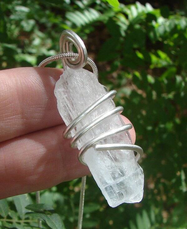 Real Crystals Raw Pendant Celestite Gemstone Necklace Sterling