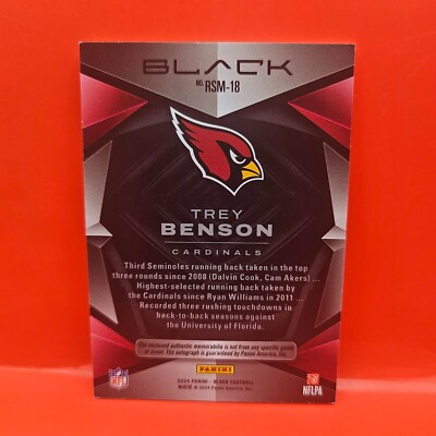2024 PANINI BLACK #RSM -18 TREY BENSON RPA 57/75 ARIZONA CARDINALS