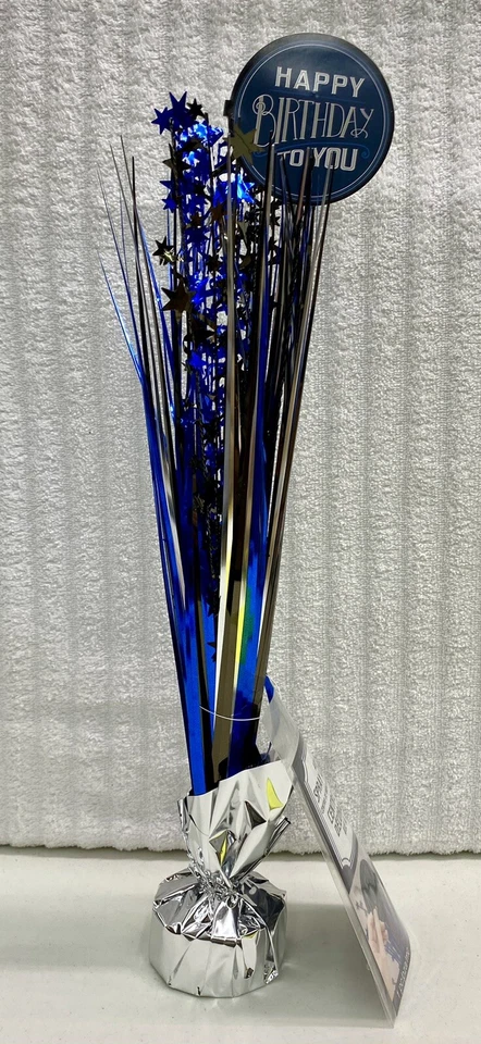 Lote de 6 centros de mesa en aerosol Happy Birthday Man Add-Any-Age 18" negro/azul Foto 2 de 4