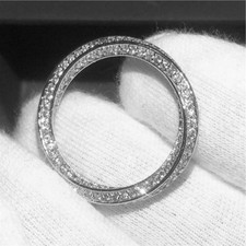 1/4Ct Round Moissanite 14K White Gold Plated Eternity Wedding Band Ring V-Day