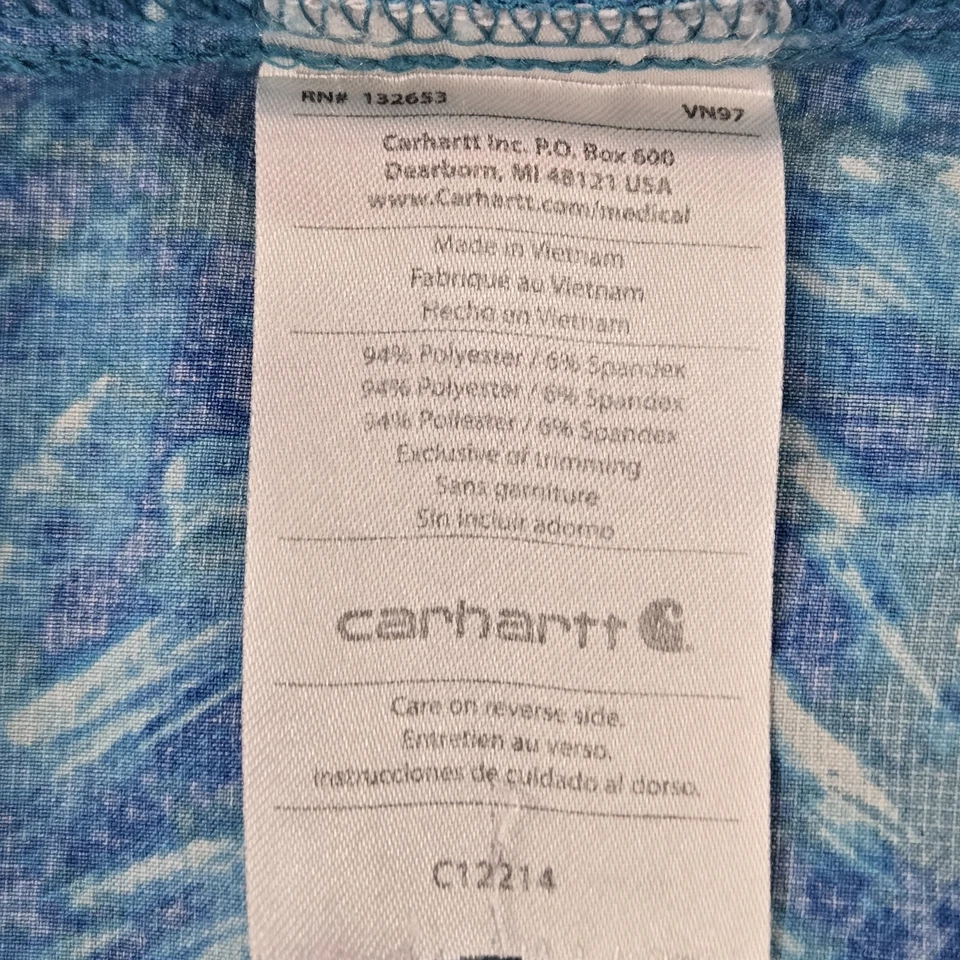 Blusa Médica Carhartt Mujer Grande Azul Fuerza Cruz Flexible Cuello en Y Moda Manga Corta Foto 3 de 4