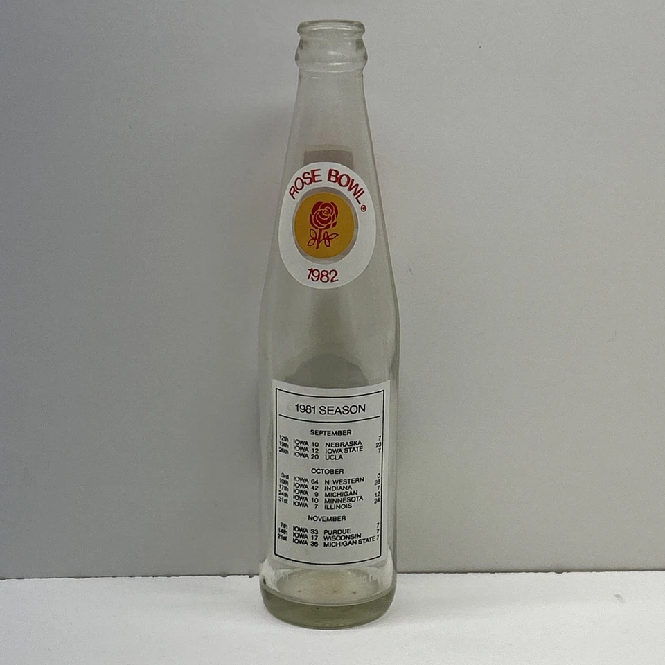Botella de Coca-Cola Conmemorativa del Campeonato Iowa Hawkeyes Big Ten 1981 **ROSE BOWL** Foto 4 de 4