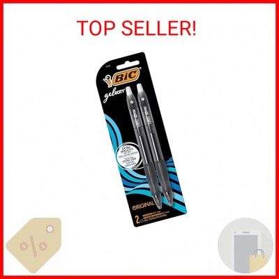 BIC Gelocity Original Black Gel Pens, Medium Point (0.7mm), 2-Count Pack, Retrac