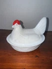 Vintage Hen On A Nest Covered Dish Milk Glass 1950 Westmoreland Nesting