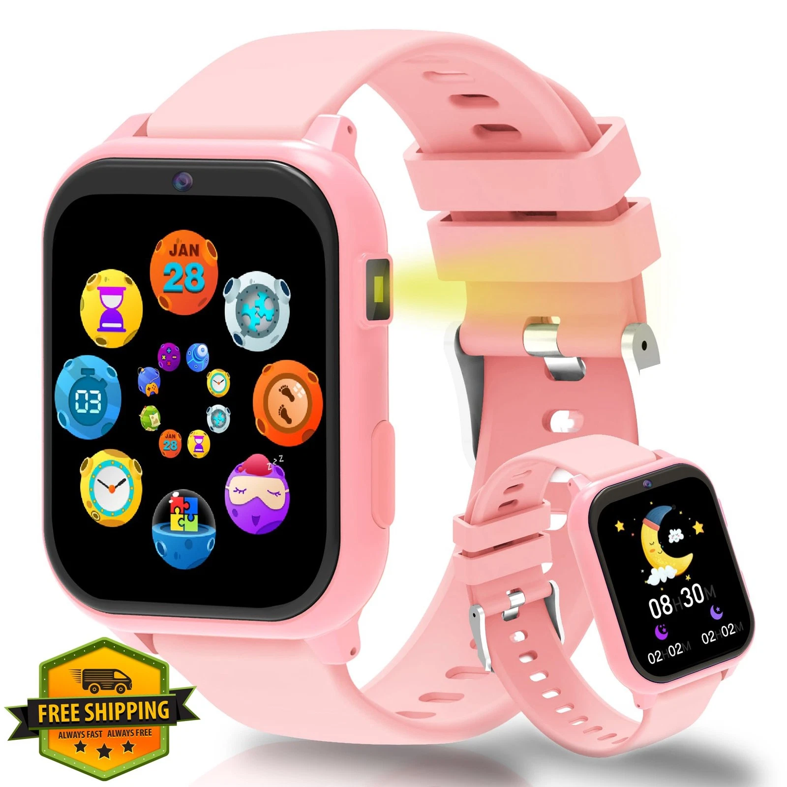 SYEEKOM Kids Smart Watch peach pink