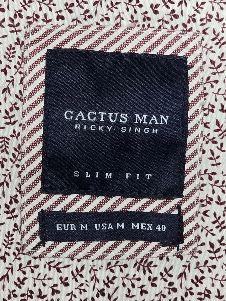Cactus Man Ricky Singh Slim Fit Casual Shirt Short Sleeve Striped Red Mens M - Image 2 of 4