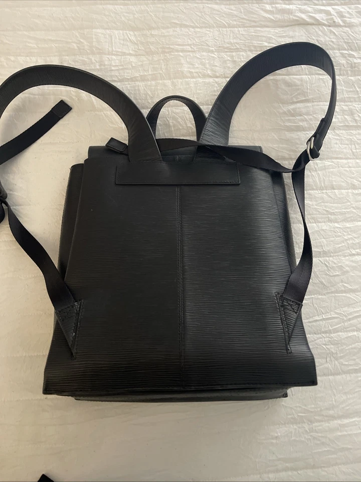 Calvin Klein Black Leather Unisex Backpack - Image 2 of 4