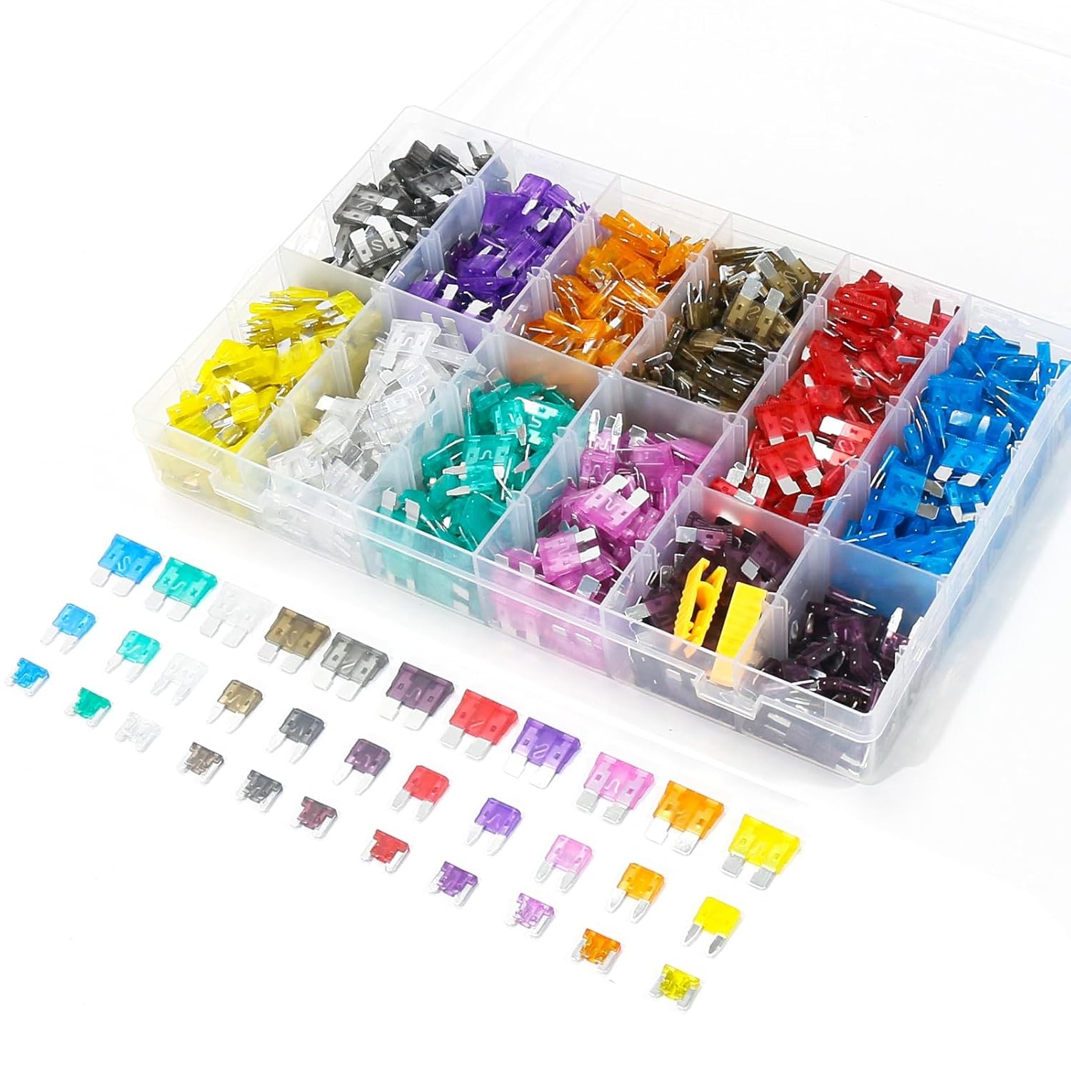1332 Pcs Car Fuse Assortment Kit, 680PCS Mini Blade Fuses + 520 Standard Automot