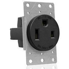 NEMA 6-50R Industrial Power Receptacle Outlet, 50 Amp 250V Flush Mount Electrica