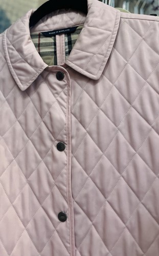 BURBERRY London Diamond Quilted Snap Jacket Pink Nova Check Lining Women’s Sz L - Picture 18 of 19