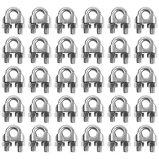 TOPZEA 30 Pcs M3 Stainless Steel Wire Rope Cable Clip Clamps, 1/8 Inch Wire R...