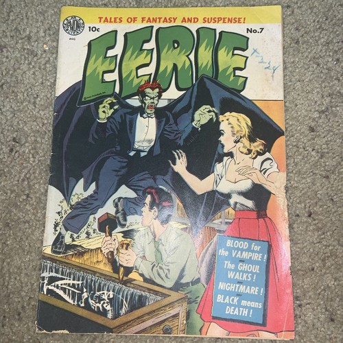 Eerie #7 1952 Avon Golden Age Pre-Code Horror Wood Kubert Art Vampire Cover 