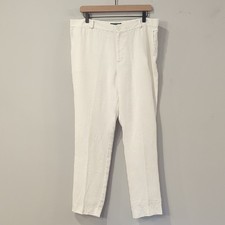 Lauren Ralph Lauren Straight Leg Pants 100 Linen White   size 16