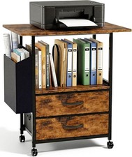 22" Large Printer Stand with 2 Drawers, Rolling Printer Table, File Cabinet