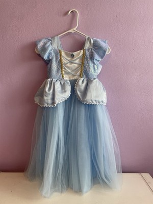 Cinderella Princess Costume Dress Girls Size 120 Blue White Sequined Tulle Skirt