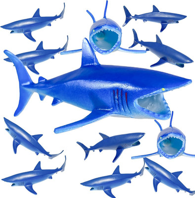 12Pcs Plastic Sharks for Drinks - Great Decor for Party Shark Theme Party, Vinyl