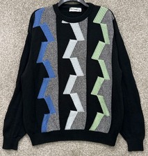 Vintage St. Croix Sweater Mens Medium Retro Geometric Cotton Knit Pullover USA