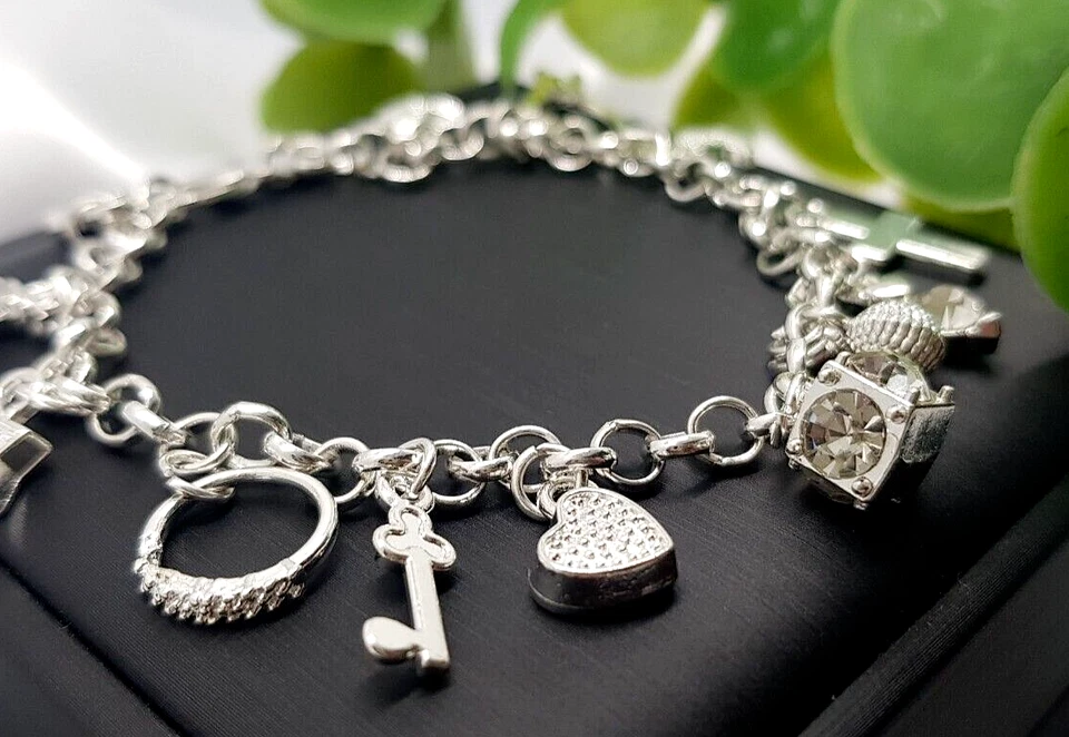 Edles BETTEL ARMBAND 925 Silber Charm Zirkonia Bead ARMKETTE Armreif Anhänger - Bild 3 von 4