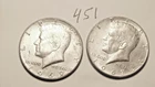 KENNEDY HALF DOLLAR,  40%  SILVER,  1967-P,  1969-D, ---451