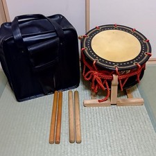 Japanese Vintage Taiko Wadaiko Nihon Drum with stick,stand,bag