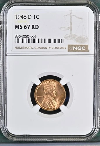 1948 D Lincoln Wheat Cent Penny NGC MS-67 RD