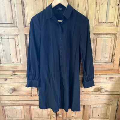 Club Monaco Black Silk Dress Pleated Collared Full Length Long Sleeves 