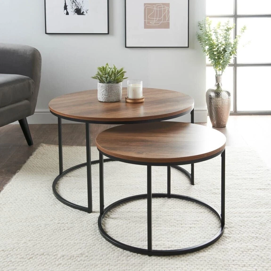 Round Coffee Table Set Of 2 Nesting End