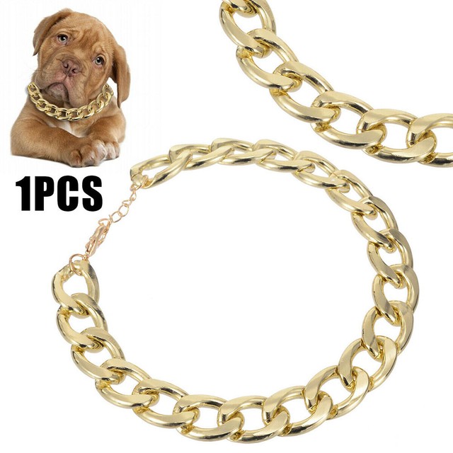 Adjustable Small Dog Pet Chain Collar Punk Gold Plated Puppy Cat Safety
