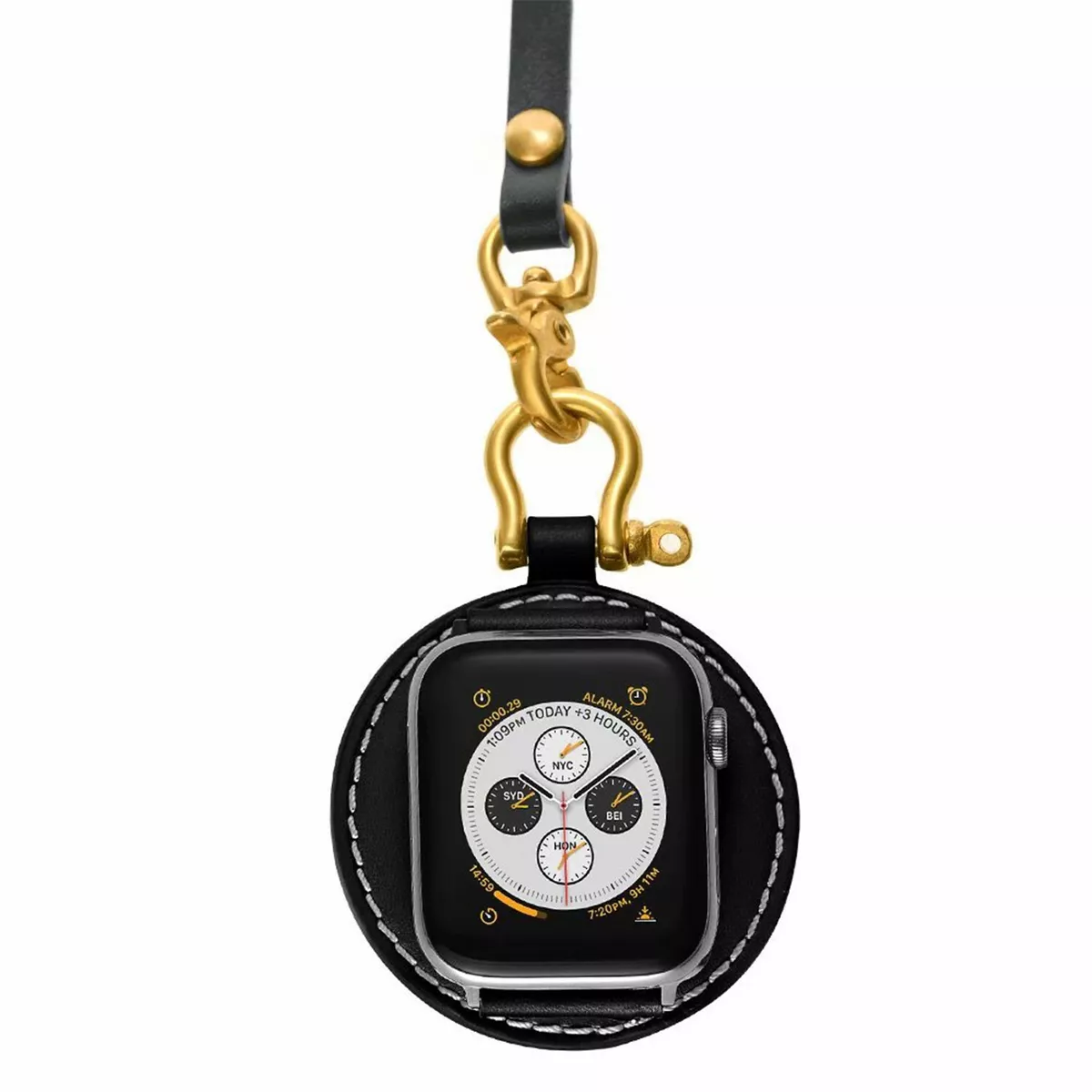 Calfskin Leather Pocket Watch Strap For Apple Watch Band Series 6 5 4 3 Bracelet
