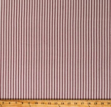 Ticking Stripe Dark Red Stripes on Natural Home Decor Fabric by the Yard A103.28