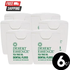 Desert Essence Tea Tree Oil Dental Floss, 50 Yards, Pack of 6