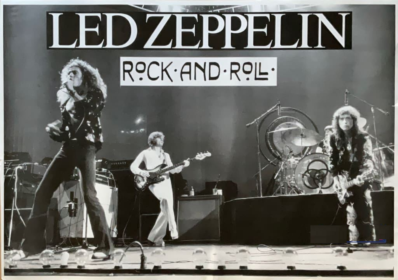 Led Zeppelin Rock And Roll Live On Stage Black & White Poster 23 x