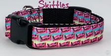 Skittles dog collar handmade adjustable buckle collar 5/8" wide or leash fabric
