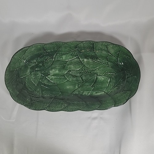 Vintage Italian Vietri Foglia Leonardo Lemon Leaf Pattern 16” Oval Platter - Picture 4 of 11