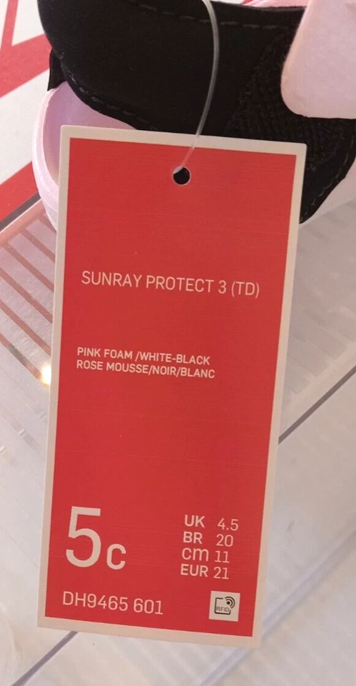 Talla 5c Nike Sunray Rosa Blanco Negro Niño Niña Sandalias Zapatos Nuevo En Caja Foto 4 de 4