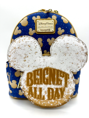 Loungefly Disney Parks Port Orleans French Quarter Beignet All Day NWT​ Disney Parks Beignet All Day Mickey Icon Loungefly Backpack  main image 3