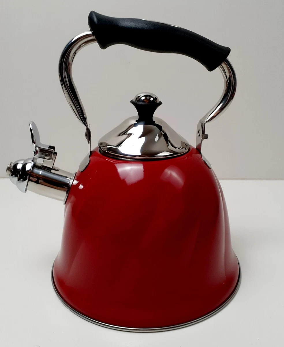 NIB! Mr. Coffee Red 2.3 Qt. Alderton Stainless Steel Whistling Tea Kettle