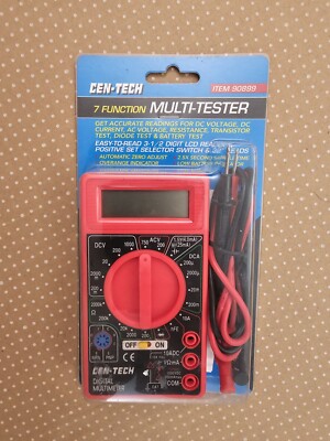 Cen-Tech 7 Function Digital Multimeter 90899 Battery Tester Voltage  10 A - NEW