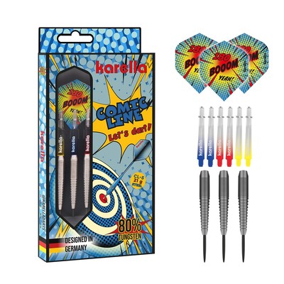 Karella Comic Line CL-5 Steeldarts 21g   80% Tungsten Turnier Darts mit Grip  