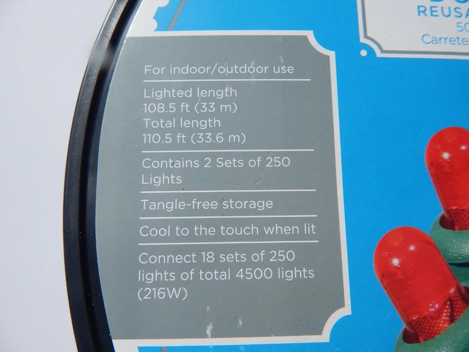 Wal-Mart Holiday Time 500 LED Red Dome Lights Green Wire Indoor/Outdoor - Image 3 of 4