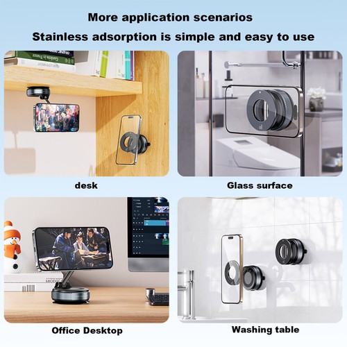 Vacuum Magnetic Phone Holder Stand For iPhone 16 15 14 13 12 For Your Car/Desk - Picture 16 of 20